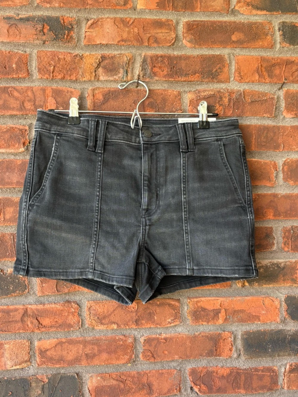 Women's Washed Black High-Rise Denim Shorts